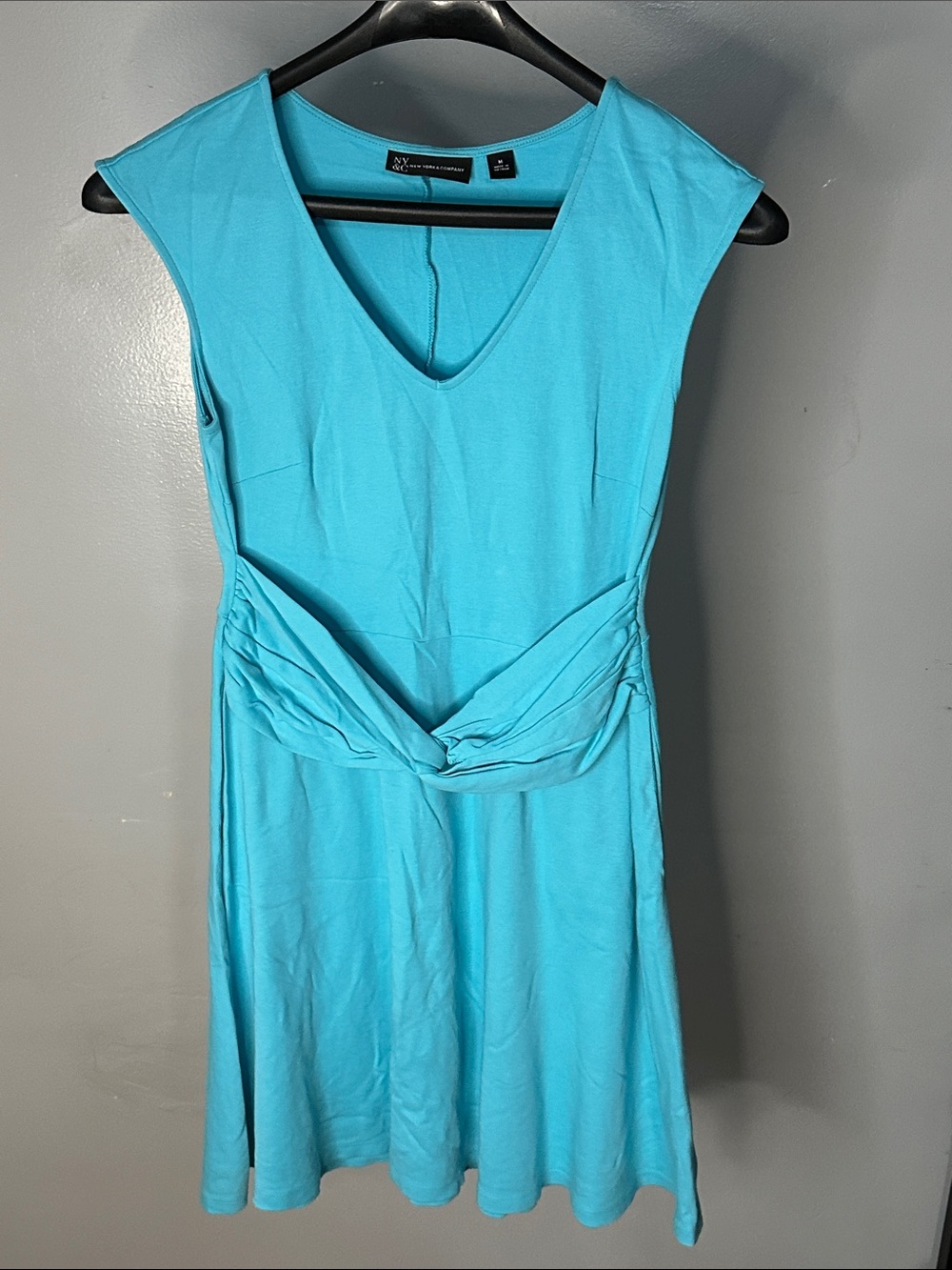 New York and Company Turquoise Knot-Waist Sleeveless Midi Dress